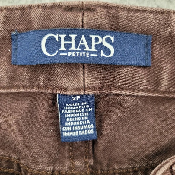 Chaps Jeans Womens 2P Brown Petite Straight Leg Comfort Casual Low Rise Pocket - Picture 6 of 13